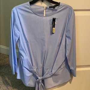 NWT Antonio Melani light blue/white striped top